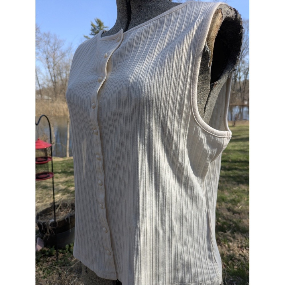 Madewell Ribbed Button Up Tank Top shirt shell button Capsule coquette Sz XL